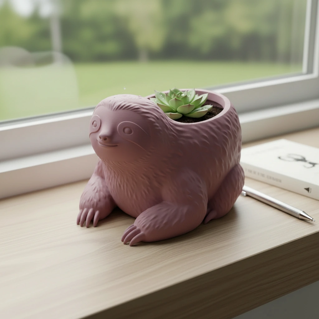 Ghiveci Decorativ Animalut Lenes pentru Plante Mici Imprimat 3D - culoare Roșu, imprimare 3D Vibecraft