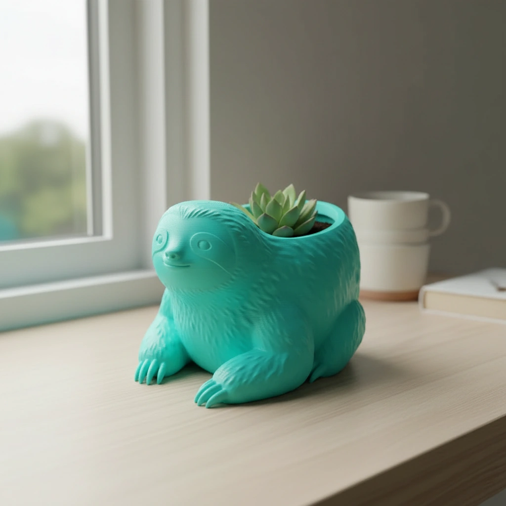 Ghiveci Decorativ Animalut Lenes pentru Plante Mici Imprimat 3D - culoare Albastru verzui, imprimare 3D Vibecraft