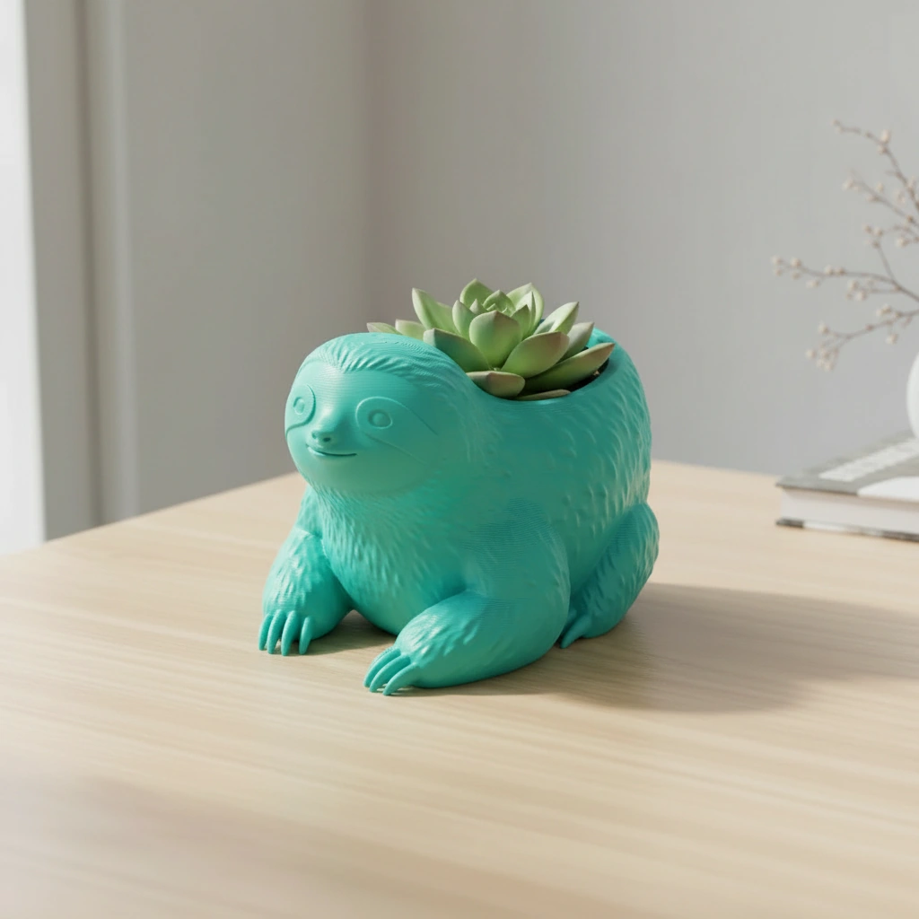Ghiveci Decorativ Animalut Lenes pentru Plante Mici Imprimat 3D - culoare Albastru verzui, imprimare 3D Vibecraft