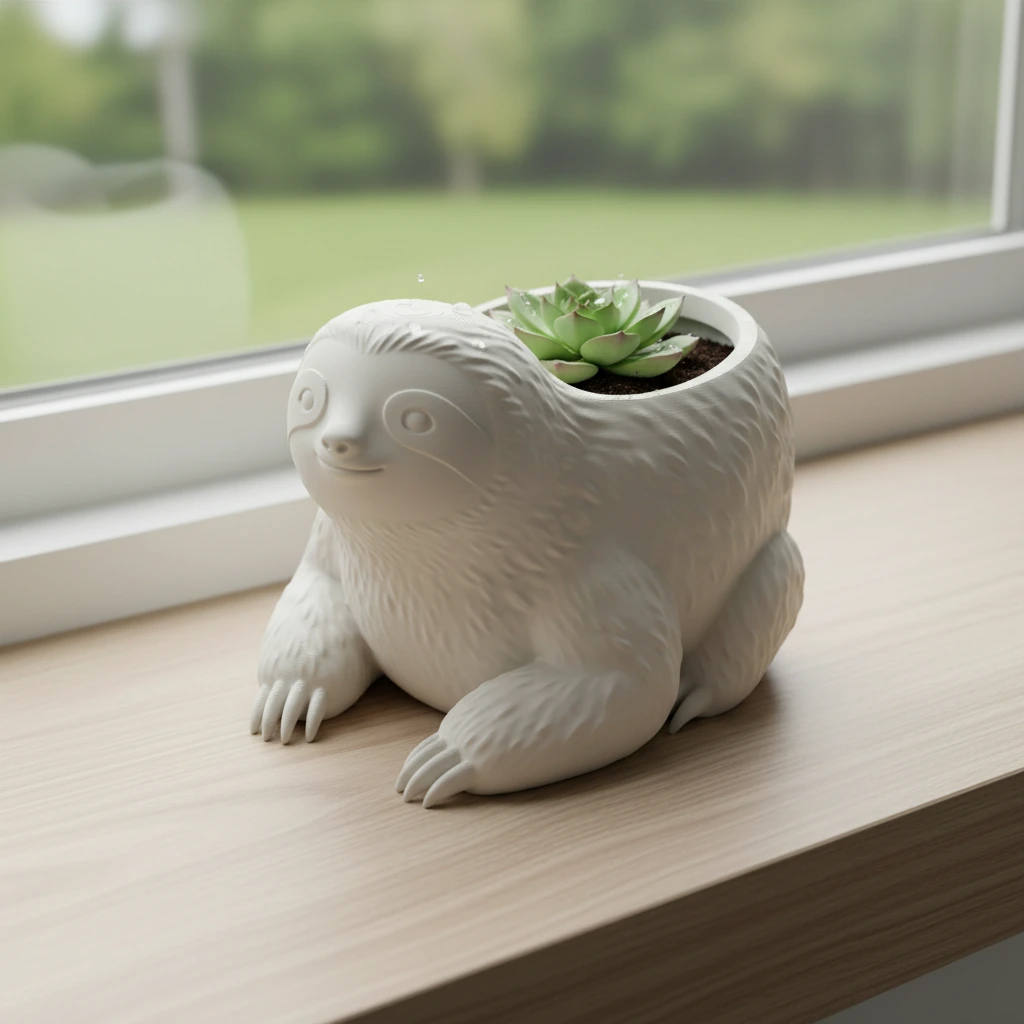 Ghiveci Decorativ Animalut Lenes pentru Plante Mici Imprimat 3D - culoare Alb, produs imprimat 3D Vibecraft