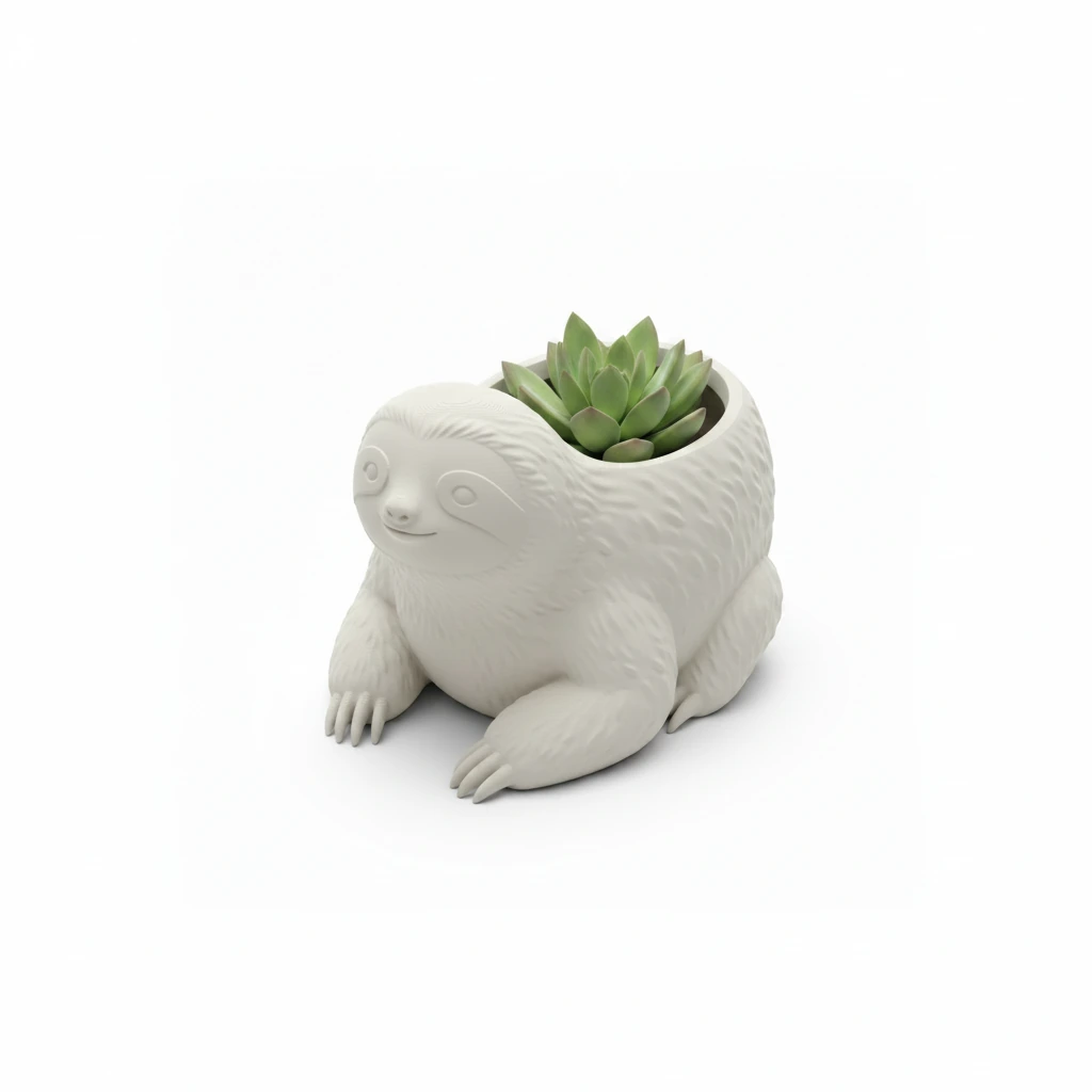 Ghiveci Decorativ Animalut Lenes pentru Plante Mici Imprimat 3D - culoare Alb, produs imprimat 3D Vibecraft