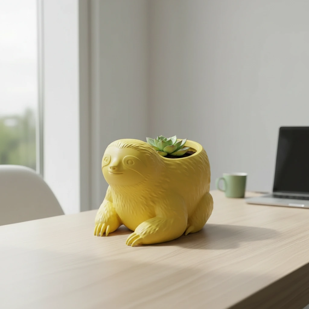 Ghiveci Decorativ Animalut Lenes pentru Plante Mici Imprimat 3D - culoare Galben, imprimare 3D Vibecraft