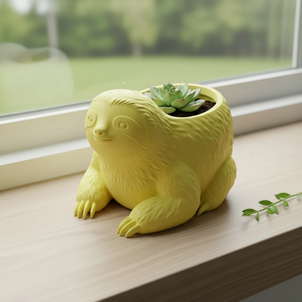 Ghiveci Decorativ Animalut Lenes pentru Plante Mici Imprimat 3D - culoare Galben, imprimare 3D Vibecraft