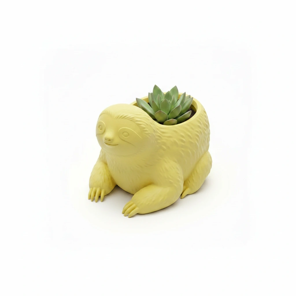 Ghiveci Decorativ Animalut Lenes pentru Plante Mici Imprimat 3D - culoare Galben, imprimare 3D Vibecraft