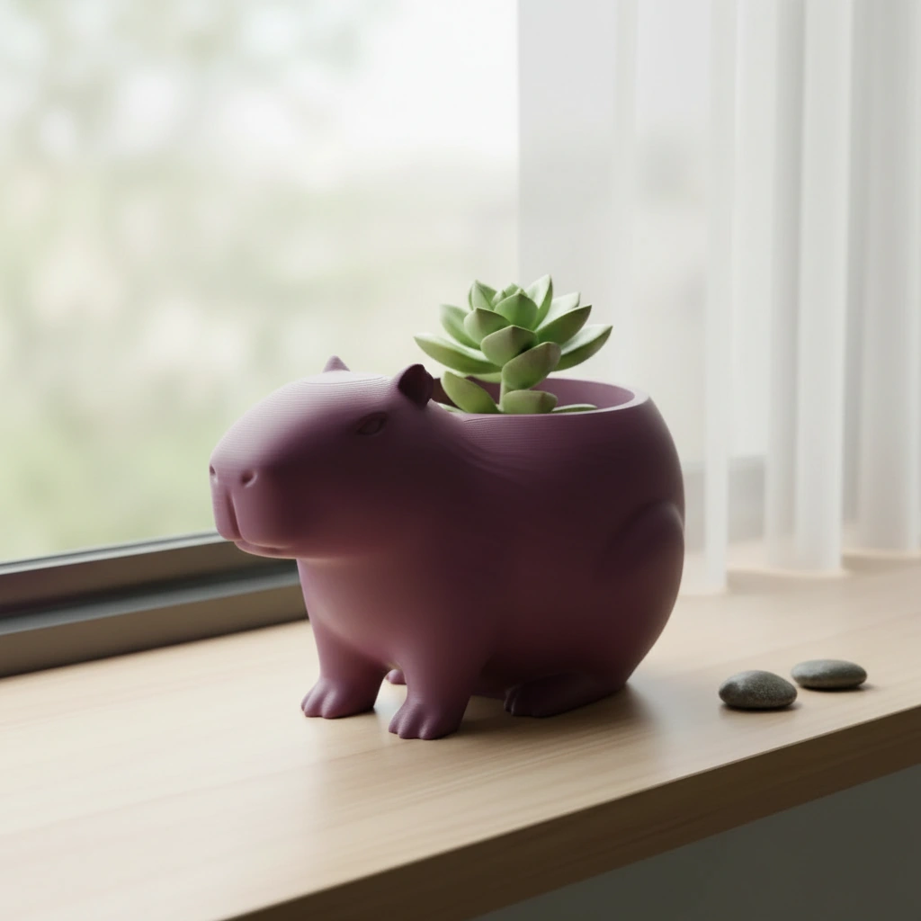 Mini Ghiveci Decorativ Capibara, Suport Plante Imprimat 3D - Purple red compozit mat, imprimare 3D Vibecraft