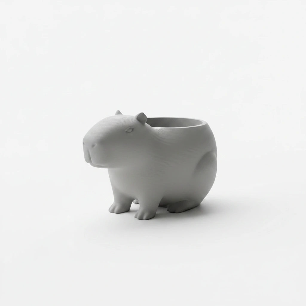 Mini Ghiveci Decorativ Capibara, Suport Plante Imprimat 3D - culoare Gri, imprimare 3D Vibecraft