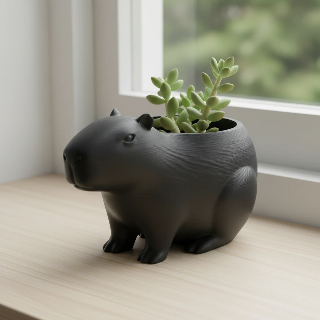 Mini Ghiveci Decorativ Capibara, Suport Plante Imprimat 3D - variante de culoare, produs imprimat 3D Vibecraft