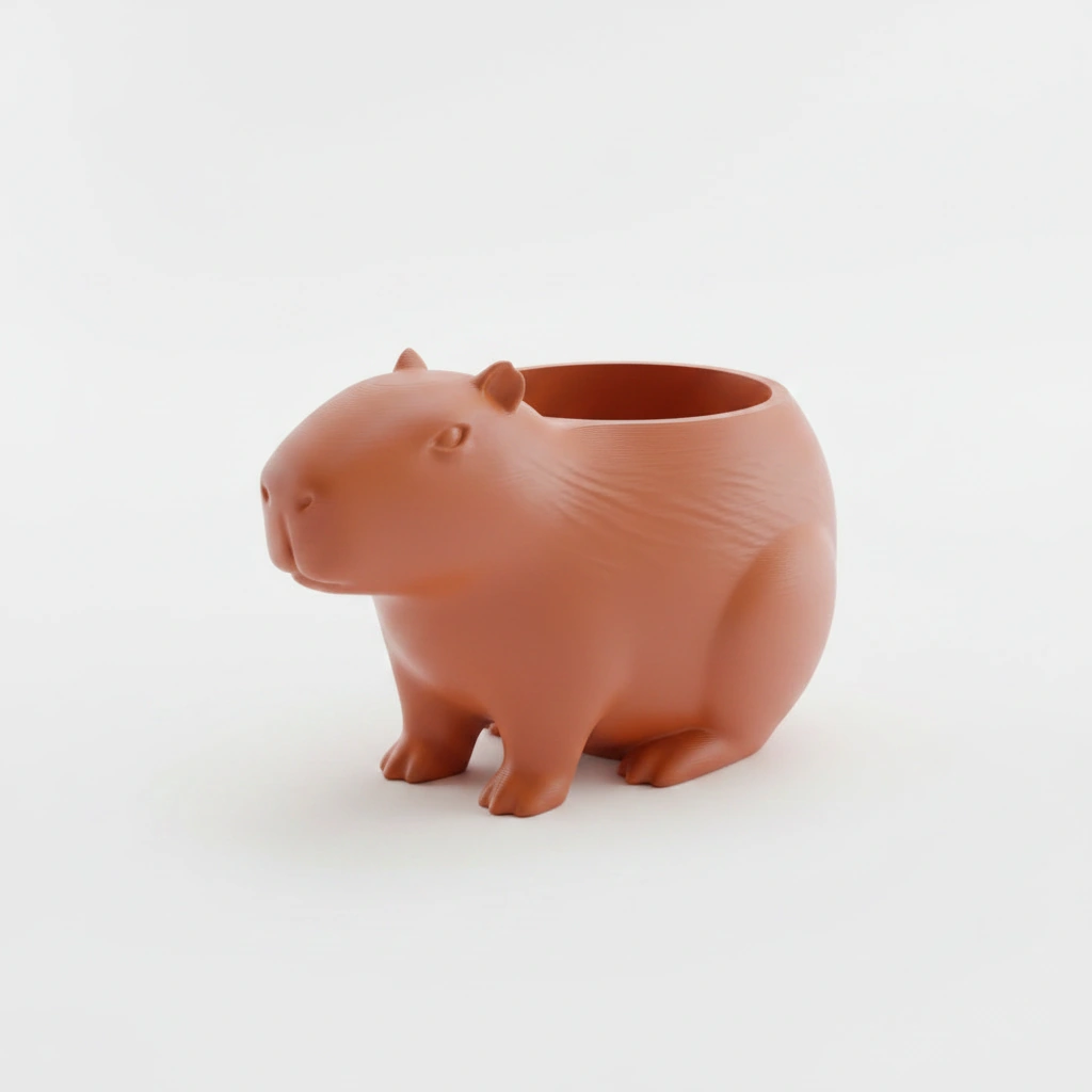 Mini Ghiveci Decorativ Capibara, Suport Plante Imprimat 3D - culoare Portocaliu, imprimare 3D Vibecraft