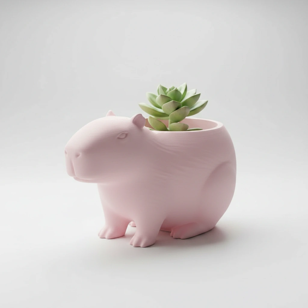 Mini Ghiveci Decorativ Capibara, Suport Plante Imprimat 3D - culoare Roz, imprimare 3D Vibecraft