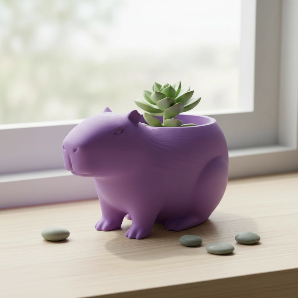 Mini Ghiveci Decorativ Capibara, Suport Plante Imprimat 3D - culoare Mov, imprimare 3D Vibecraft