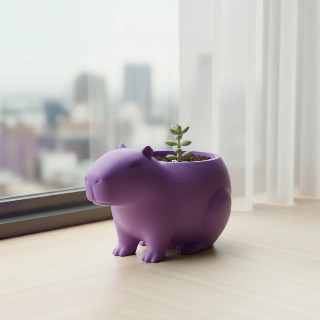 Mini Ghiveci Decorativ Capibara, Suport Plante Imprimat 3D - culoare Mov, imprimare 3D Vibecraft