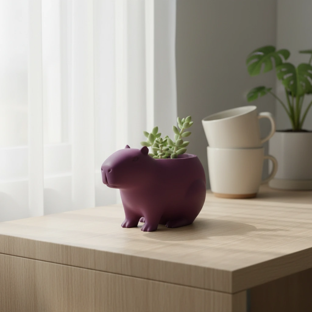 Mini Ghiveci Decorativ Capibara, Suport Plante Imprimat 3D - culoare Roșu, imprimare 3D Vibecraft