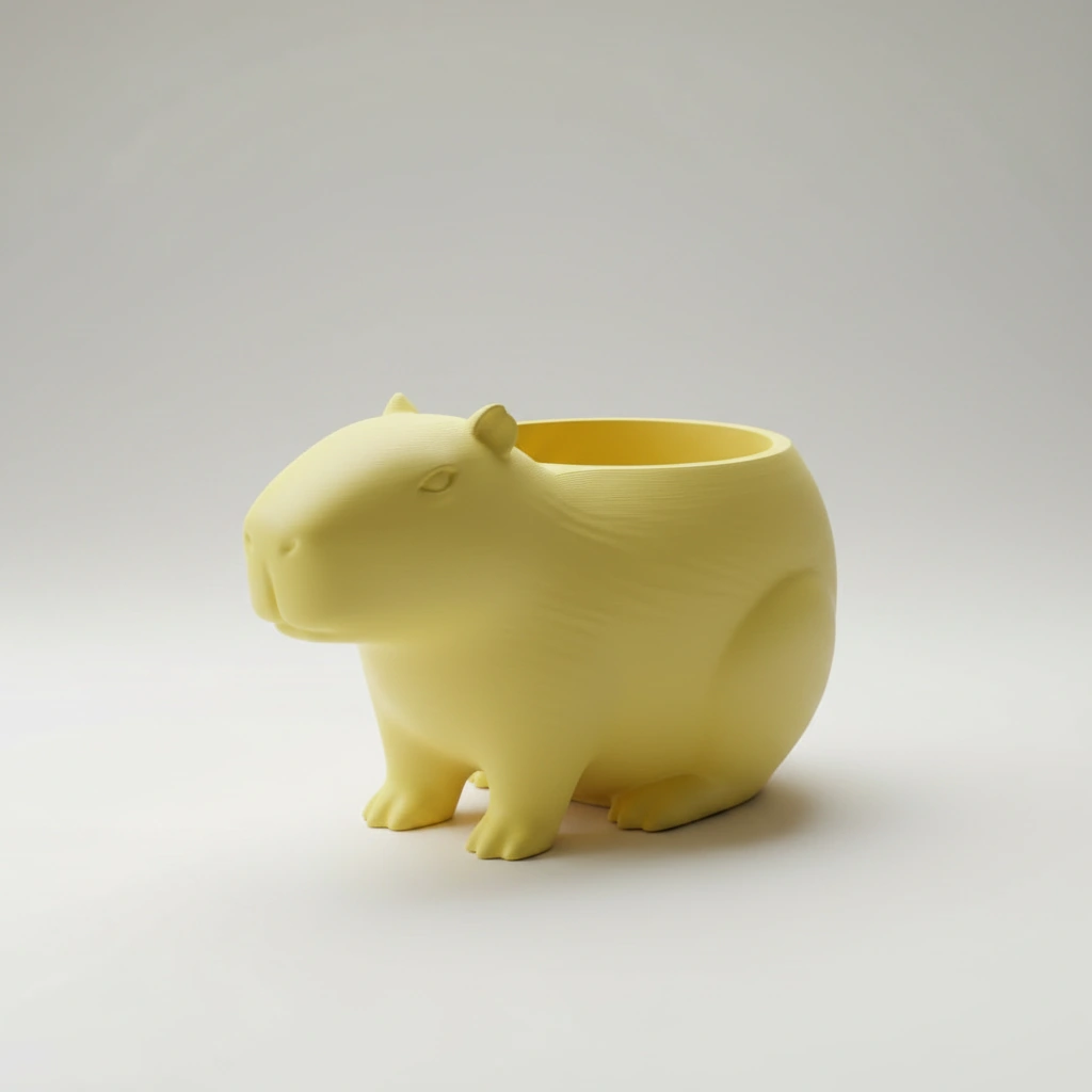Mini Ghiveci Decorativ Capibara, Suport Plante Imprimat 3D - culoare Galben, imprimare 3D Vibecraft