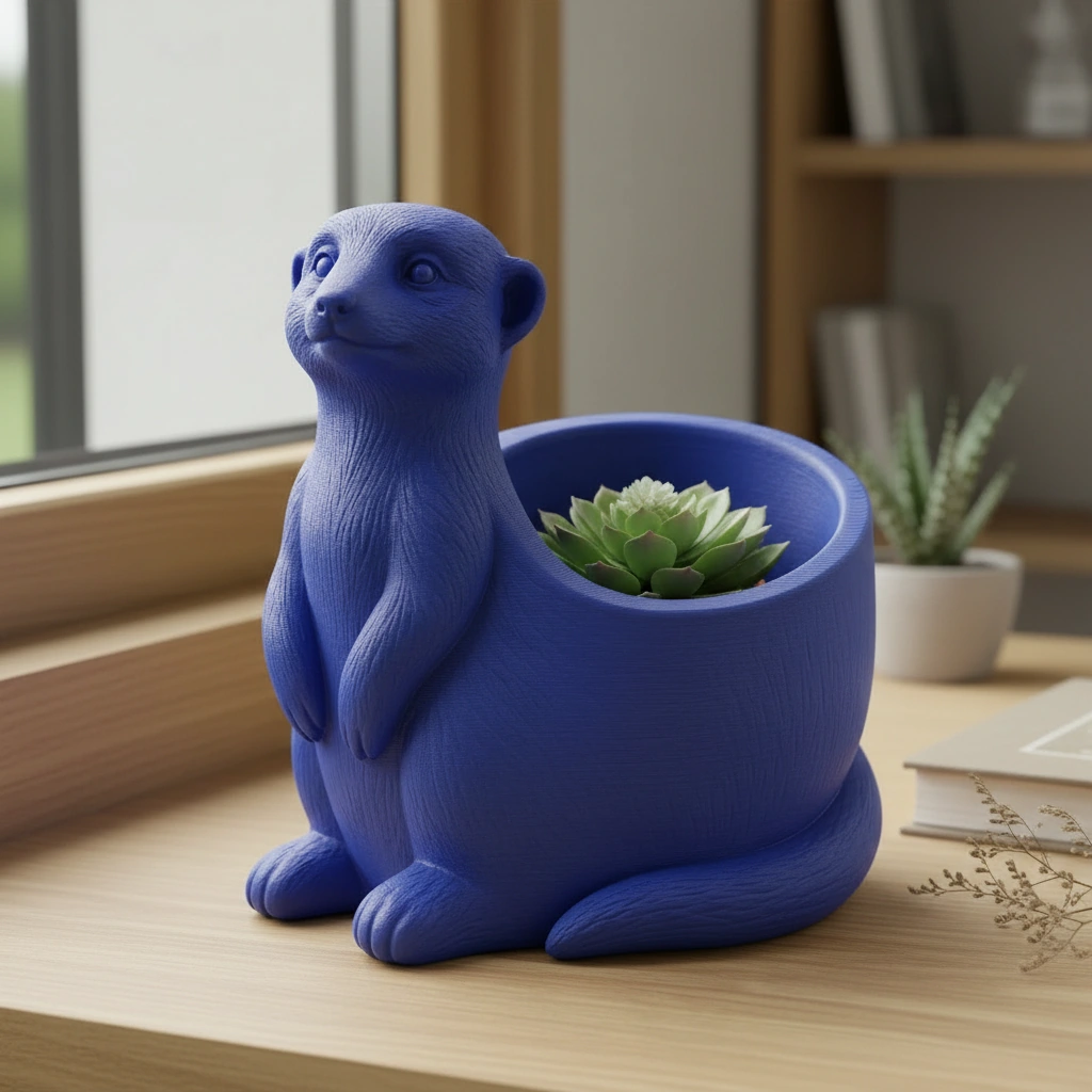 Ghiveci Decorativ Suport Plante Design Suricata Imprimat 3D - culoare Albastru, imprimare 3D Vibecraft