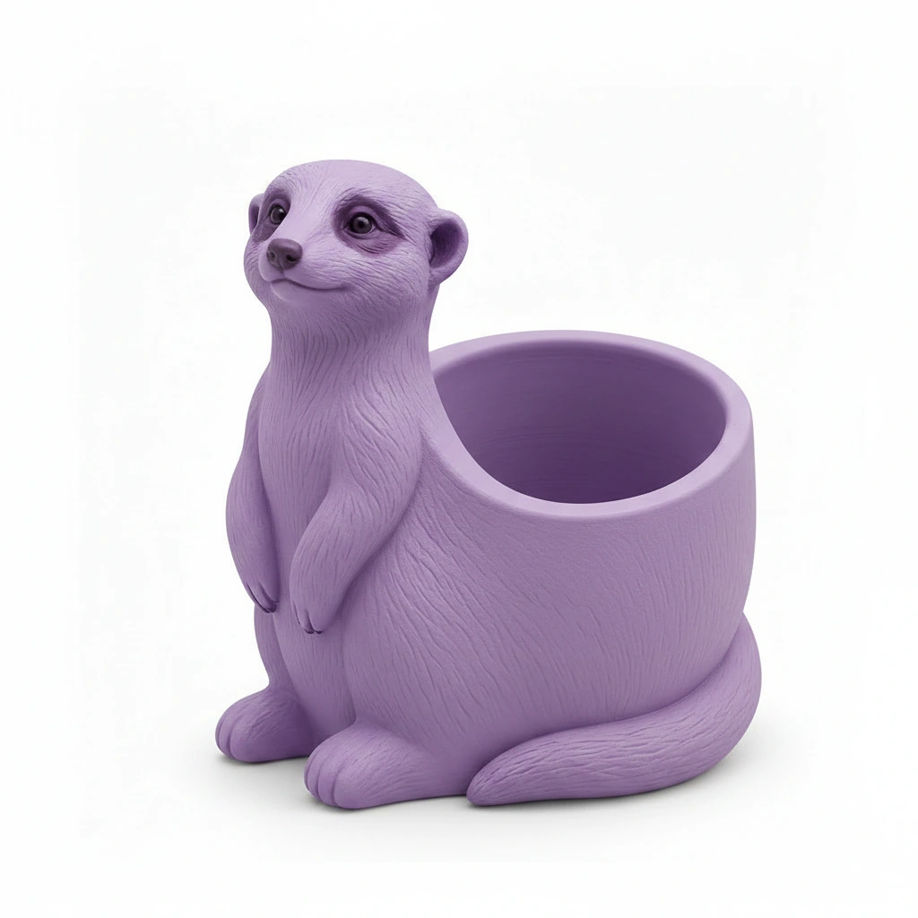 Ghiveci Decorativ Suport Plante Design Suricata Imprimat 3D - culoare Mov, imprimare 3D Vibecraft