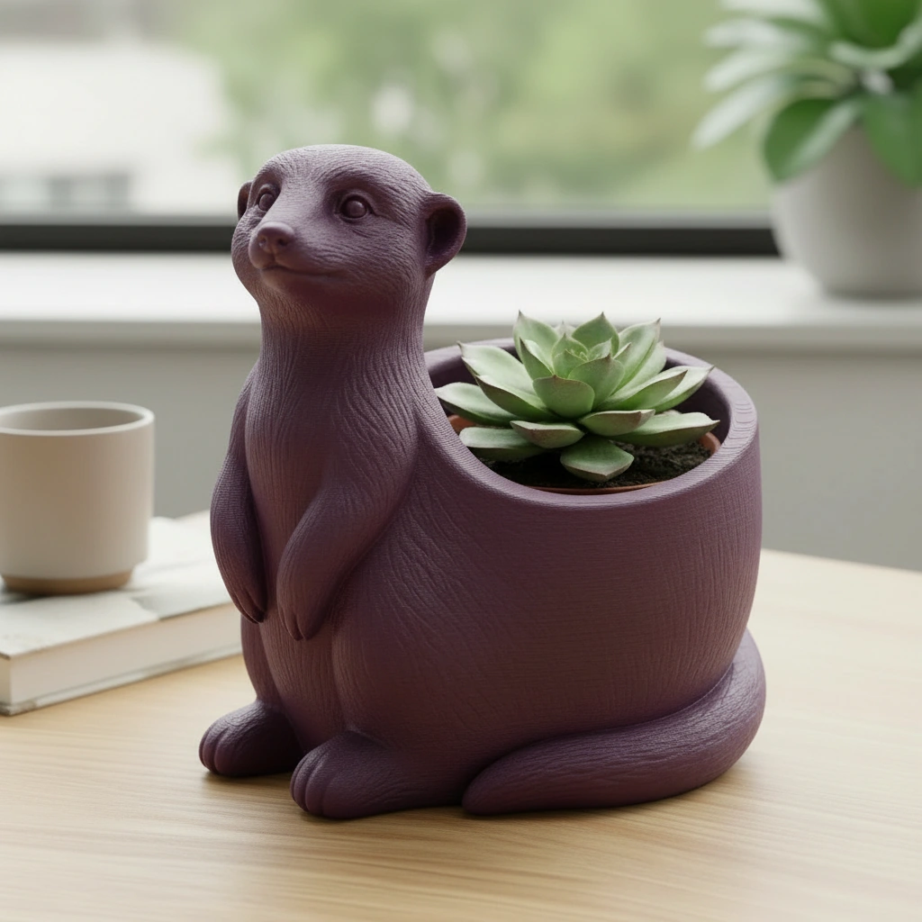 Ghiveci Decorativ Suport Plante Design Suricata Imprimat 3D - culoare Roșu, imprimare 3D Vibecraft