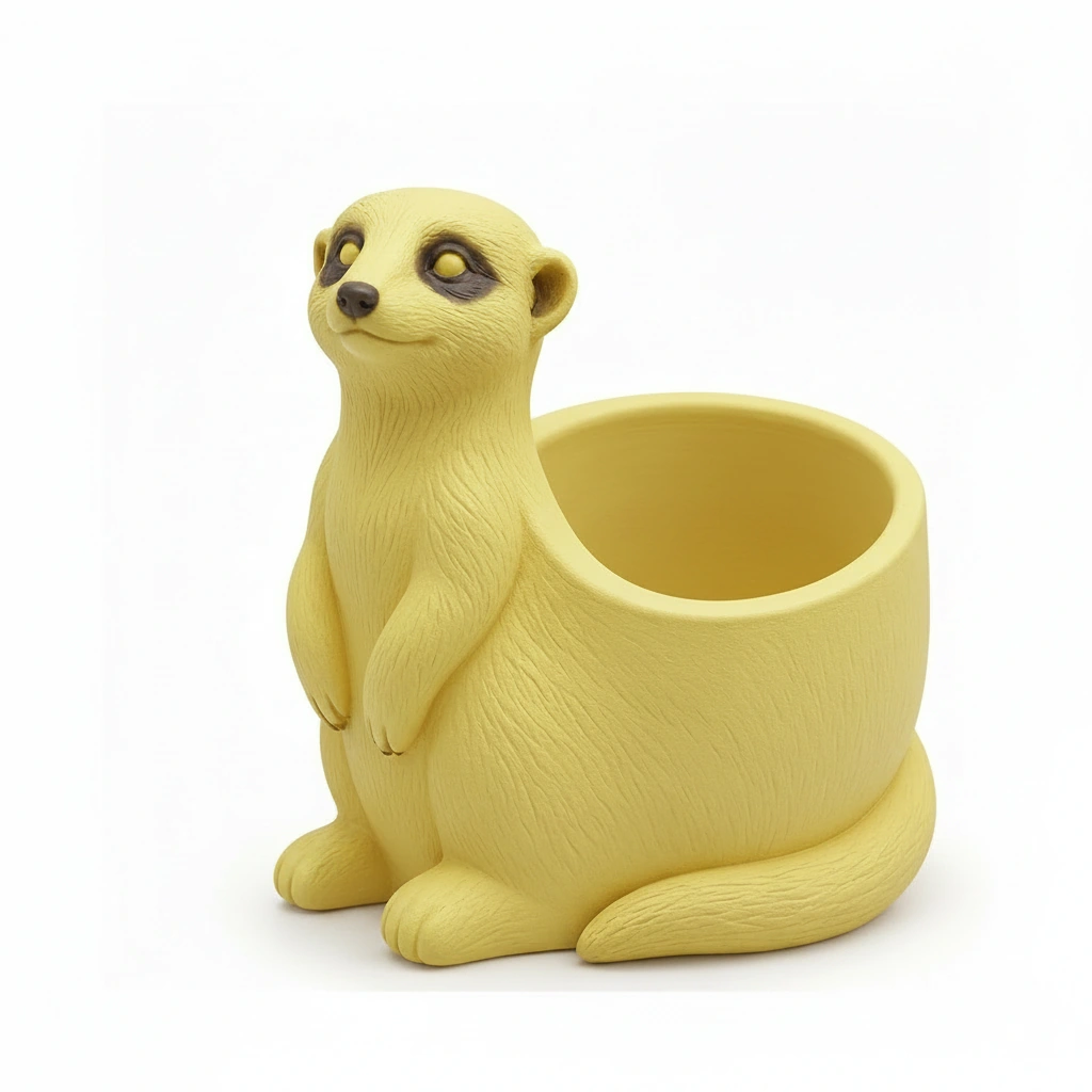 Ghiveci Decorativ Suport Plante Design Suricata Imprimat 3D - culoare Galben, imprimare 3D Vibecraft
