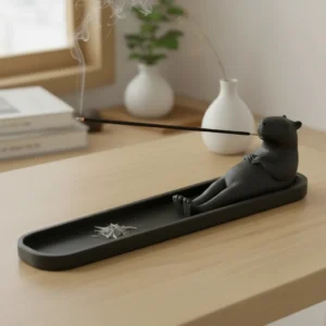 Suport Tămâie Decorativ Capybara Relaxat Imprimat 3D - Negru compozit mat, imprimare 3D Vibecraft