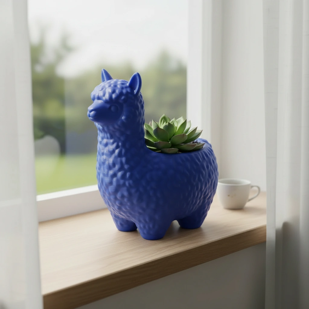 Mini Ghiveci Decorativ Alpaca Imprimat 3D pentru Plante Mici - culoare Albastru, imprimare 3D Vibecraft