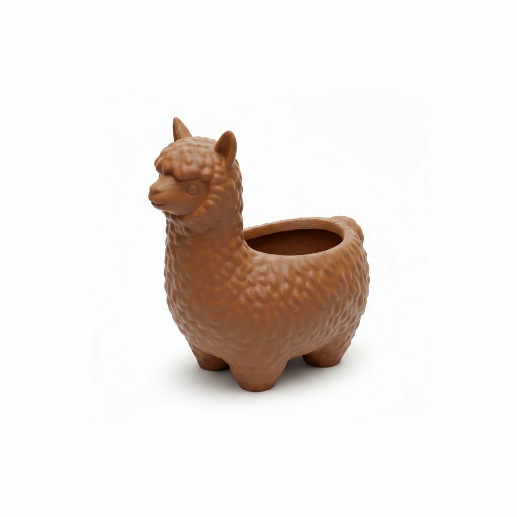 Mini Ghiveci Decorativ Alpaca Imprimat 3D pentru Plante Mici - culoare Maro, imprimare 3D Vibecraft