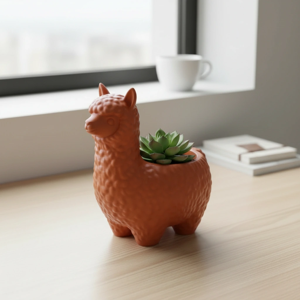 Mini Ghiveci Decorativ Alpaca Imprimat 3D pentru Plante Mici - Orange compozit mat, imprimare 3D Vibecraft