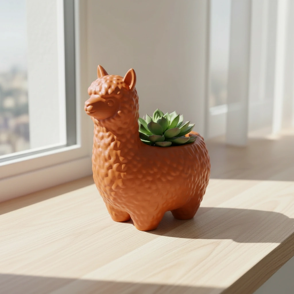 Mini Ghiveci Decorativ Alpaca Imprimat 3D pentru Plante Mici - Orange compozit mat, imprimare 3D Vibecraft