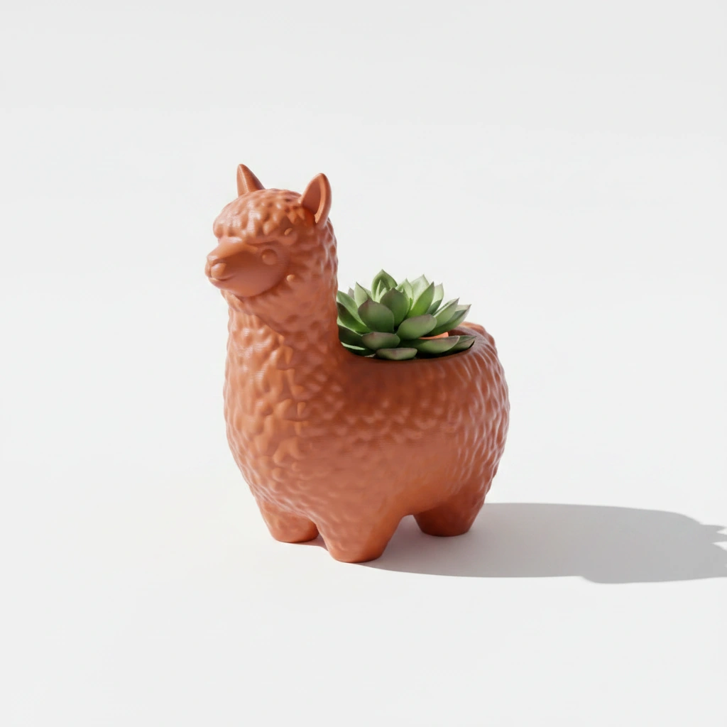 Mini Ghiveci Decorativ Alpaca Imprimat 3D pentru Plante Mici - Orange compozit mat, imprimare 3D Vibecraft