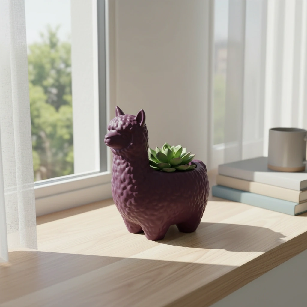 Mini Ghiveci Decorativ Alpaca Imprimat 3D pentru Plante Mici - Purple red compozit mat, imprimare 3D Vibecraft