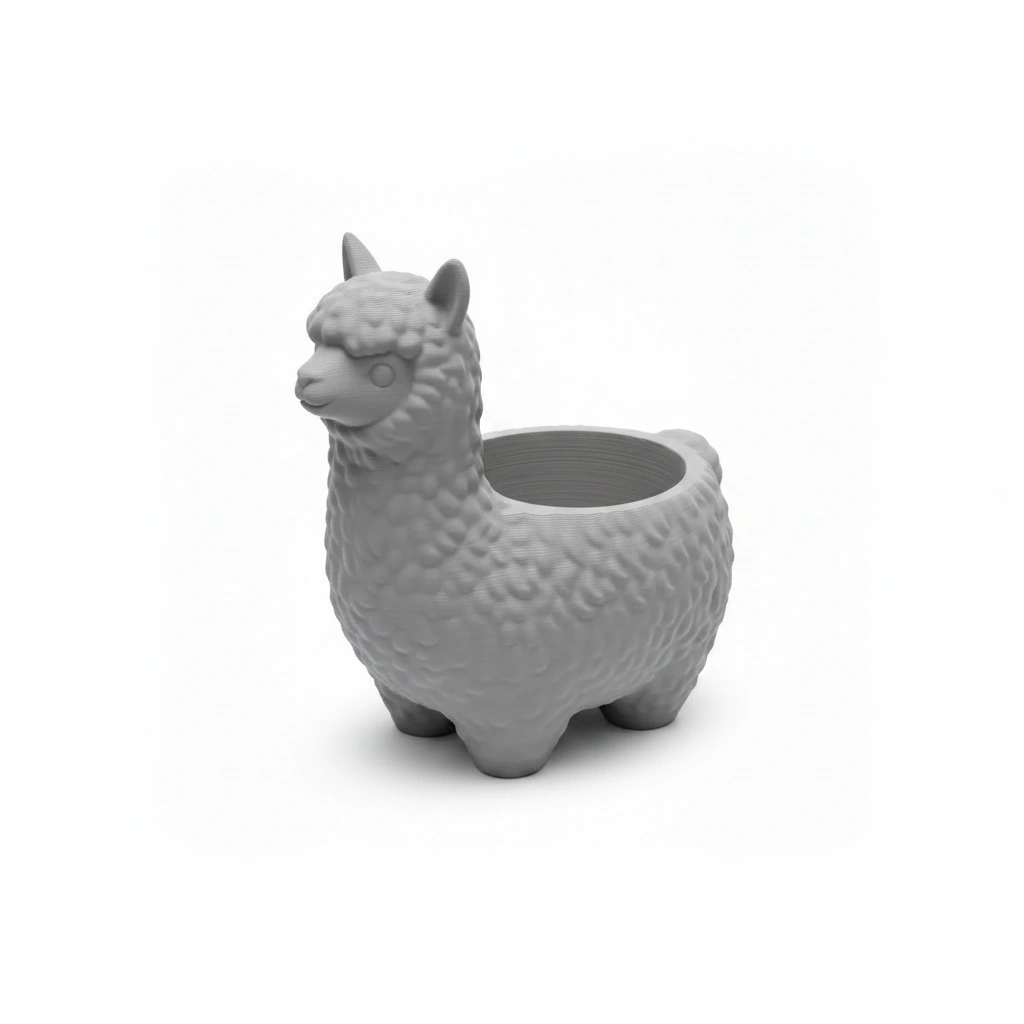 Mini Ghiveci Decorativ Alpaca Imprimat 3D pentru Plante Mici - culoare Gri, imprimare 3D Vibecraft