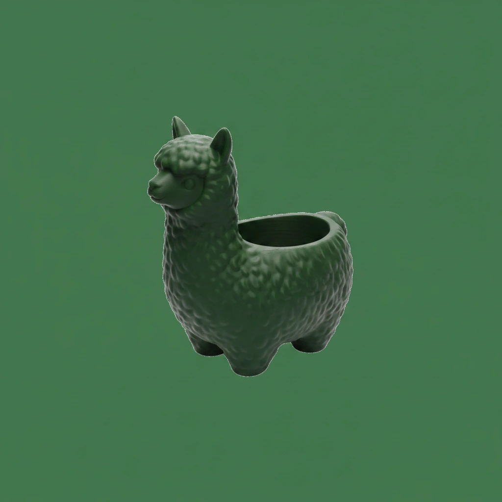 Mini Ghiveci Decorativ Alpaca Imprimat 3D pentru Plante Mici - culoare Verde, imprimare 3D Vibecraft