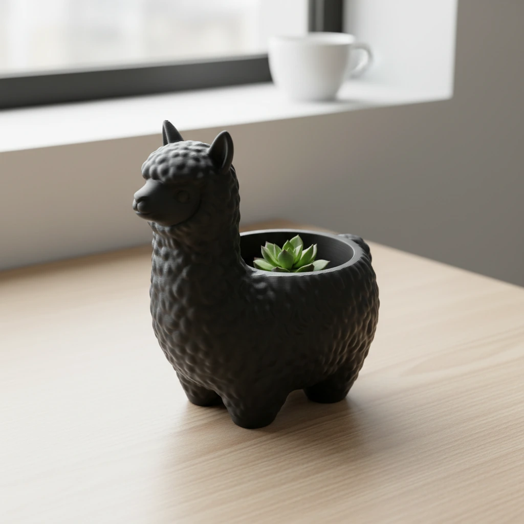 Mini Ghiveci Decorativ Alpaca Imprimat 3D pentru Plante Mici - variante de culoare, produs imprimat 3D Vibecraft