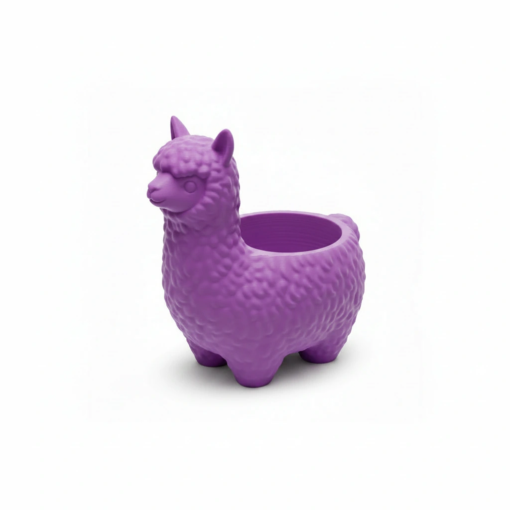 Mini Ghiveci Decorativ Alpaca Imprimat 3D pentru Plante Mici - culoare Mov, imprimare 3D Vibecraft
