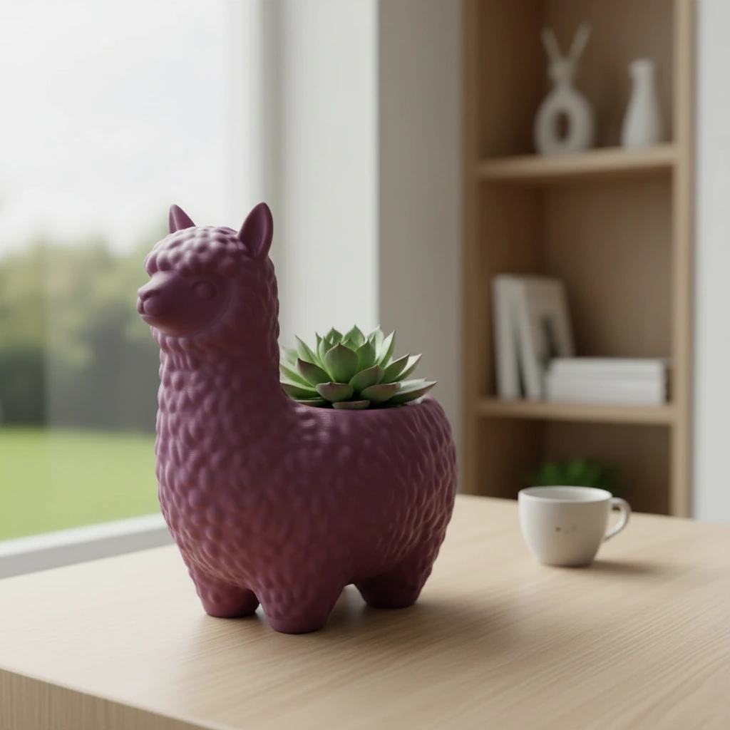 Mini Ghiveci Decorativ Alpaca Imprimat 3D pentru Plante Mici - culoare Roșu, imprimare 3D Vibecraft