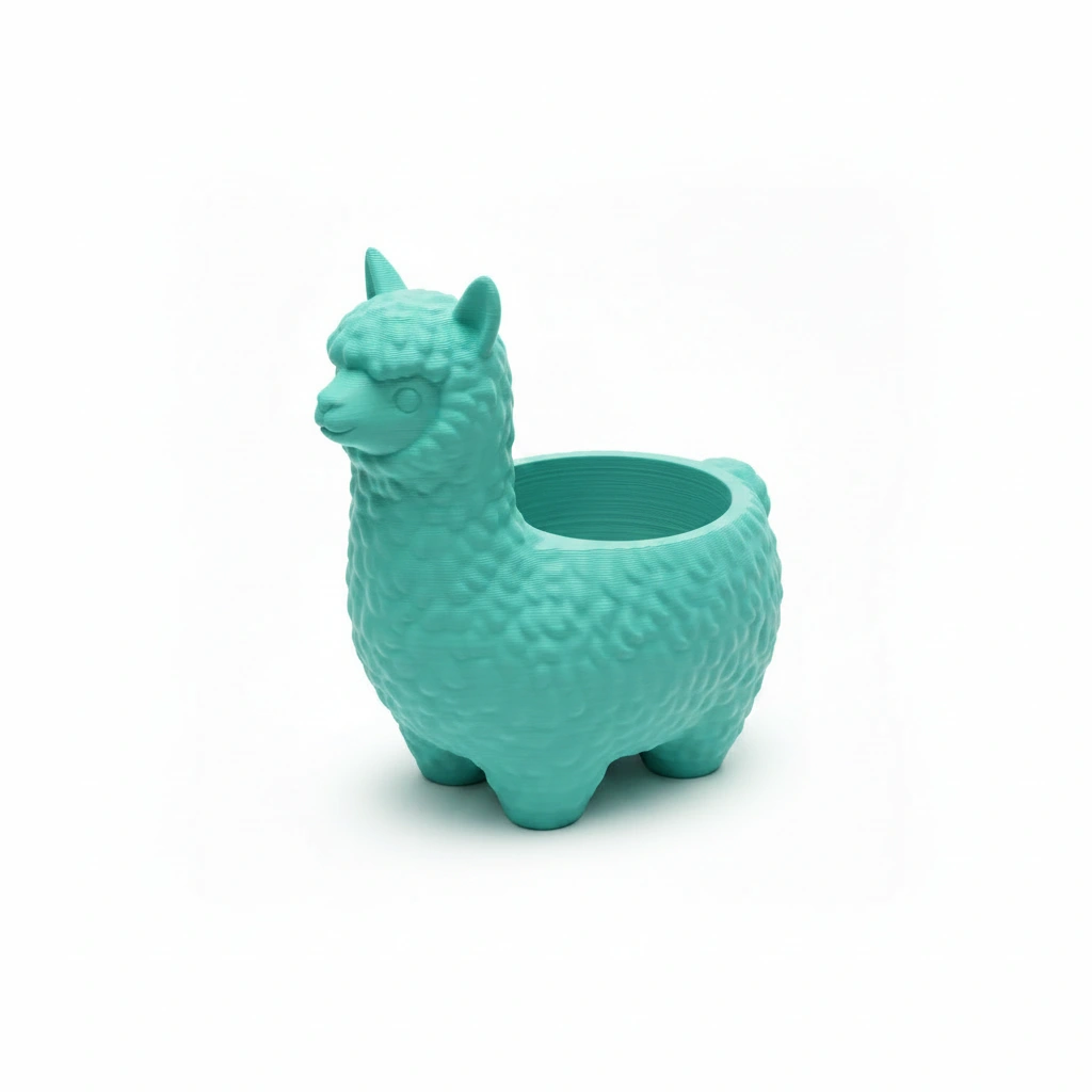 Mini Ghiveci Decorativ Alpaca Imprimat 3D pentru Plante Mici - culoare Albastru verzui, imprimare 3D Vibecraft
