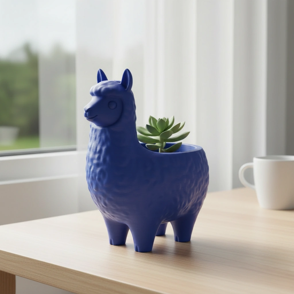 Mini Ghiveci Decorativ Animalut Lama pentru Plante Mici Imprimat 3D - culoare Albastru, imprimare 3D Vibecraft