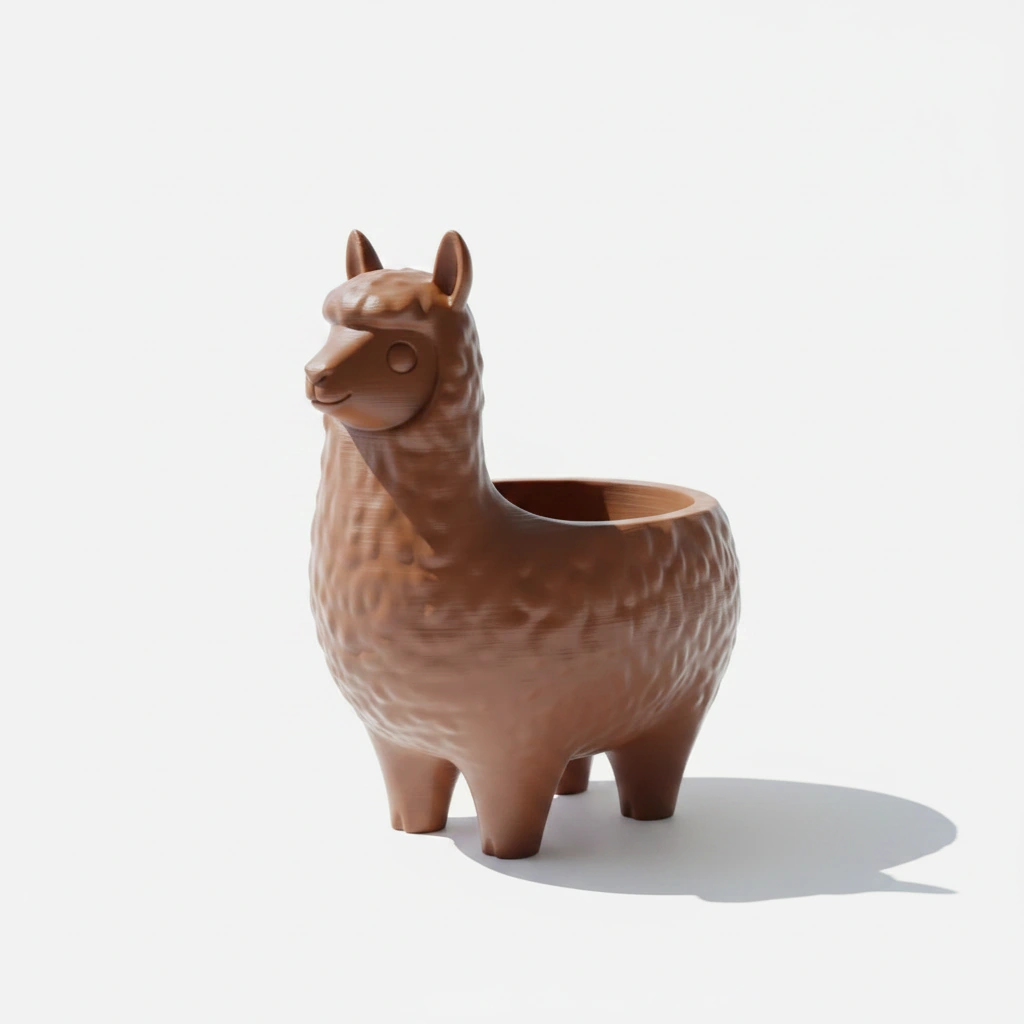 Mini Ghiveci Decorativ Animalut Lama pentru Plante Mici Imprimat 3D - culoare Maro, imprimare 3D Vibecraft
