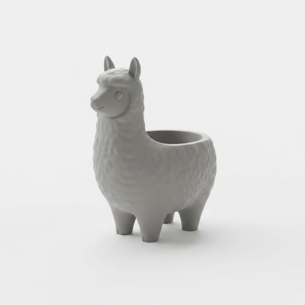 Mini Ghiveci Decorativ Animalut Lama pentru Plante Mici Imprimat 3D - culoare Gri, imprimare 3D Vibecraft