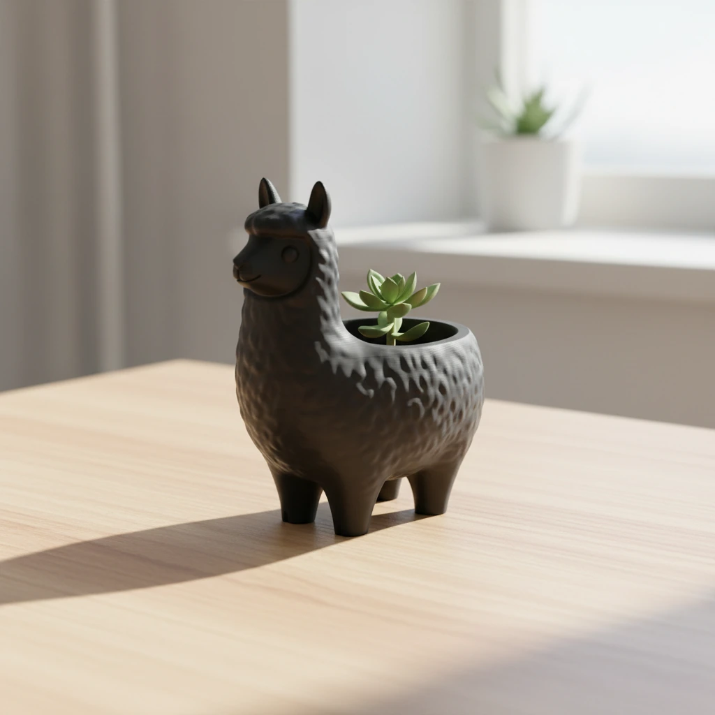 Mini Ghiveci Decorativ Animalut Lama pentru Plante Mici Imprimat 3D - variante de culoare, produs imprimat 3D Vibecraft