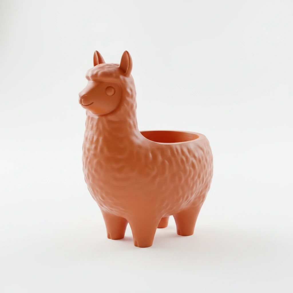 Mini Ghiveci Decorativ Animalut Lama pentru Plante Mici Imprimat 3D - culoare Portocaliu, imprimare 3D Vibecraft