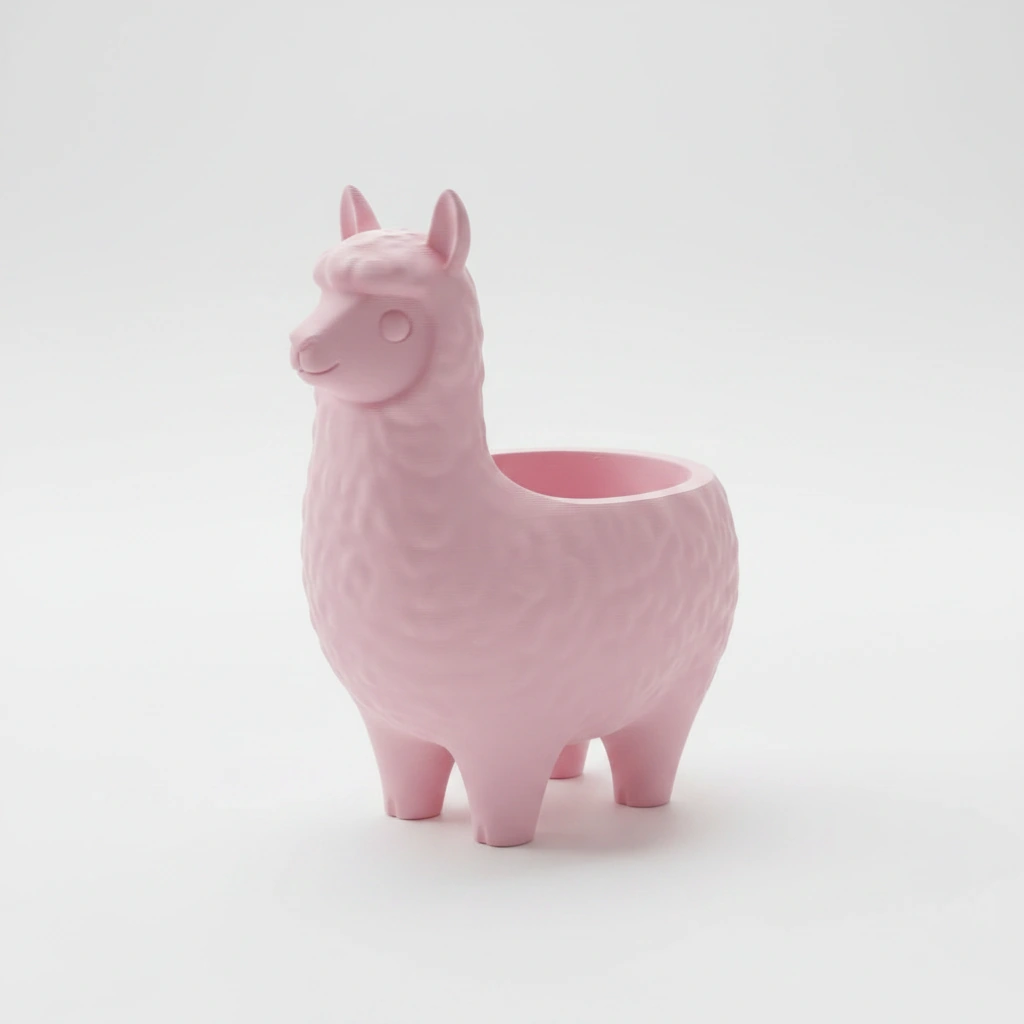 Mini Ghiveci Decorativ Animalut Lama pentru Plante Mici Imprimat 3D - culoare Roz, imprimare 3D Vibecraft