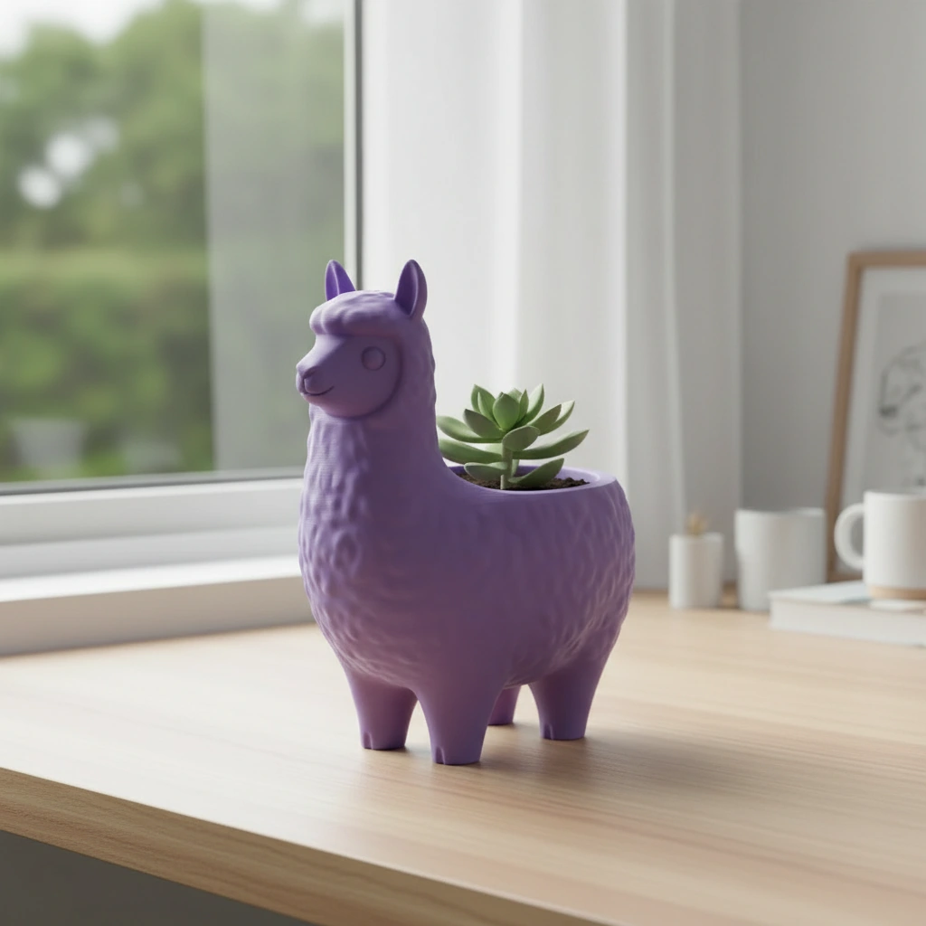 Mini Ghiveci Decorativ Animalut Lama pentru Plante Mici Imprimat 3D - culoare Mov, imprimare 3D Vibecraft