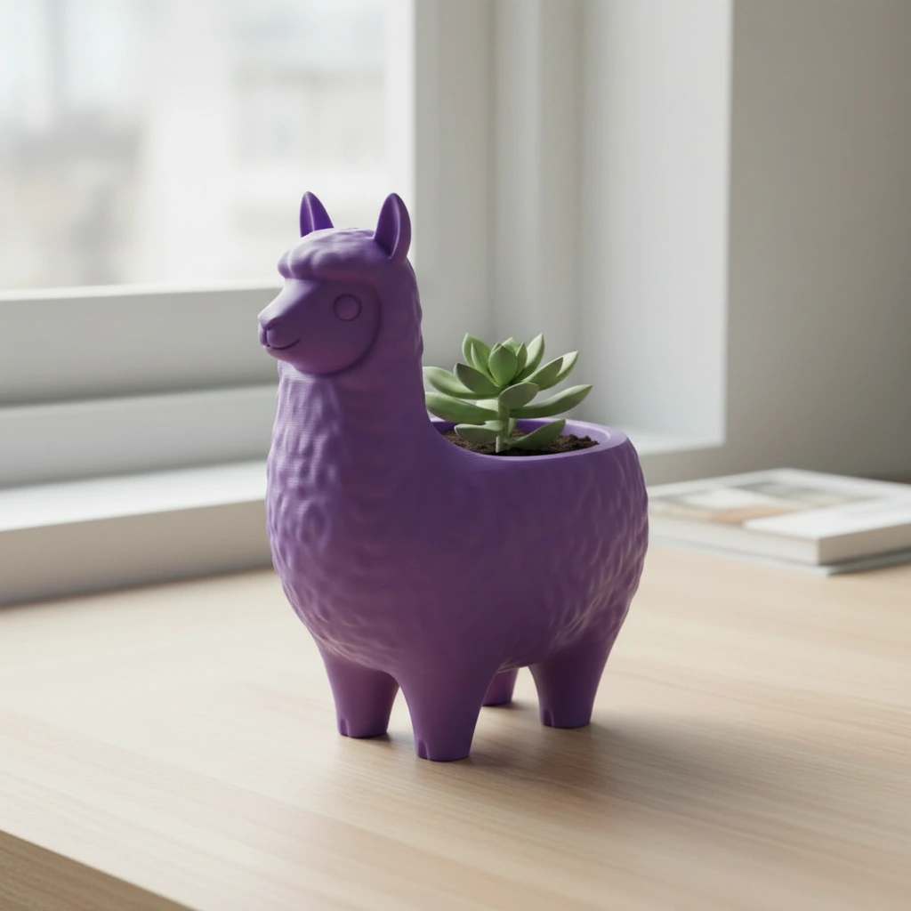 Mini Ghiveci Decorativ Animalut Lama pentru Plante Mici Imprimat 3D - culoare Mov, imprimare 3D Vibecraft
