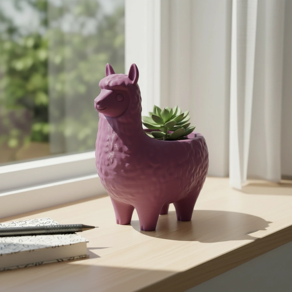 Mini Ghiveci Decorativ Animalut Lama pentru Plante Mici Imprimat 3D - culoare Roșu, imprimare 3D Vibecraft