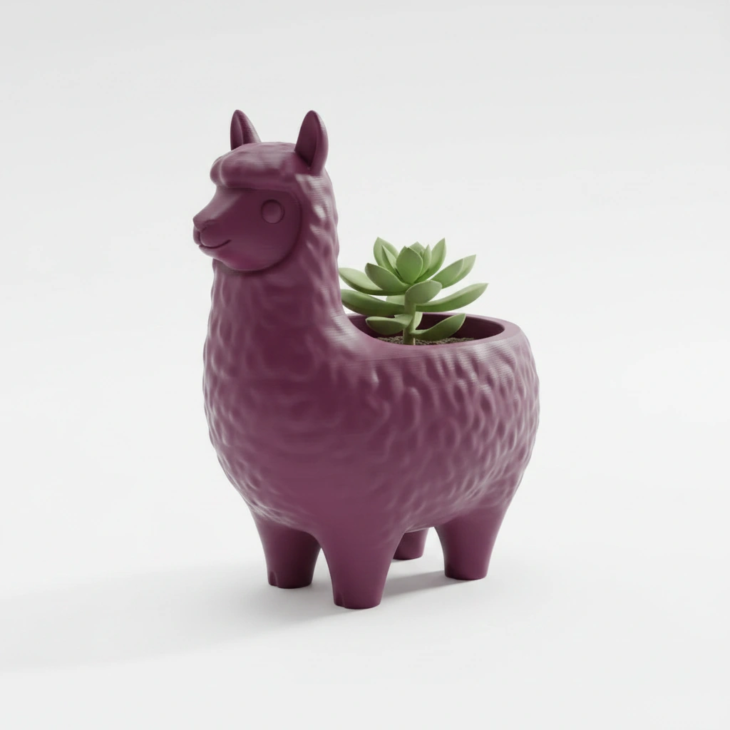 Mini Ghiveci Decorativ Animalut Lama pentru Plante Mici Imprimat 3D - culoare Roșu, imprimare 3D Vibecraft