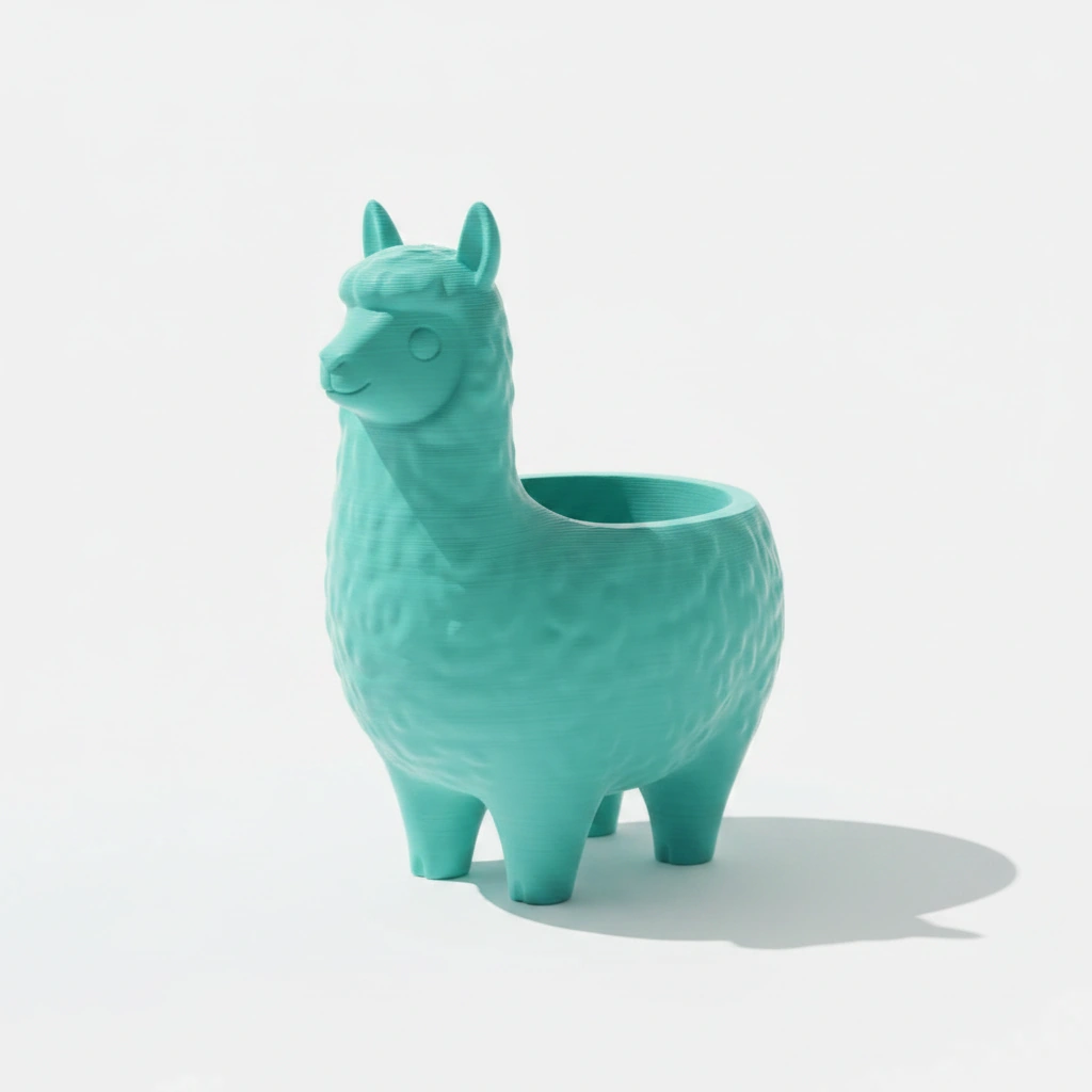 Mini Ghiveci Decorativ Animalut Lama pentru Plante Mici Imprimat 3D - culoare Albastru verzui, imprimare 3D Vibecraft