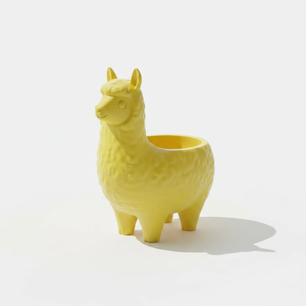 Mini Ghiveci Decorativ Animalut Lama pentru Plante Mici Imprimat 3D - culoare Galben, imprimare 3D Vibecraft