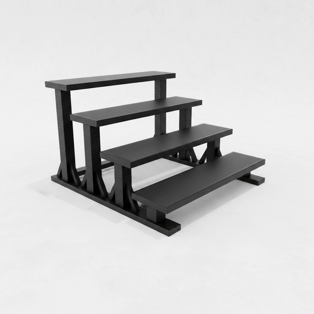 Mini Raft de Expunere Compact cu 4 Nivele - culoare Negru, produs imprimat 3D Vibecraft