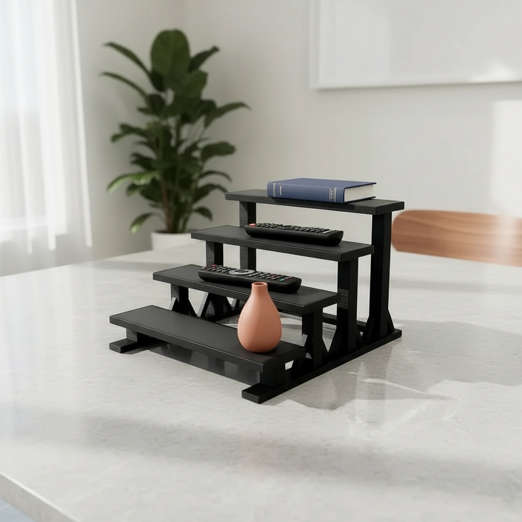 Mini Raft de Expunere Compact cu 4 Nivele - Negru compozit mat, imprimare 3D Vibecraft