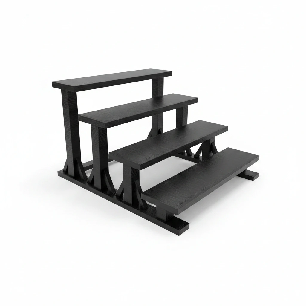 Mini Raft de Expunere Compact cu 4 Nivele - Negru compozit mat, imprimare 3D Vibecraft