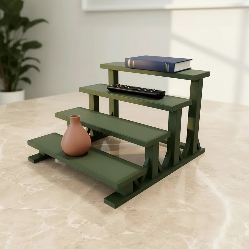 Mini Raft de Expunere Compact cu 4 Nivele - Olive green compozit mat, imprimare 3D Vibecraft